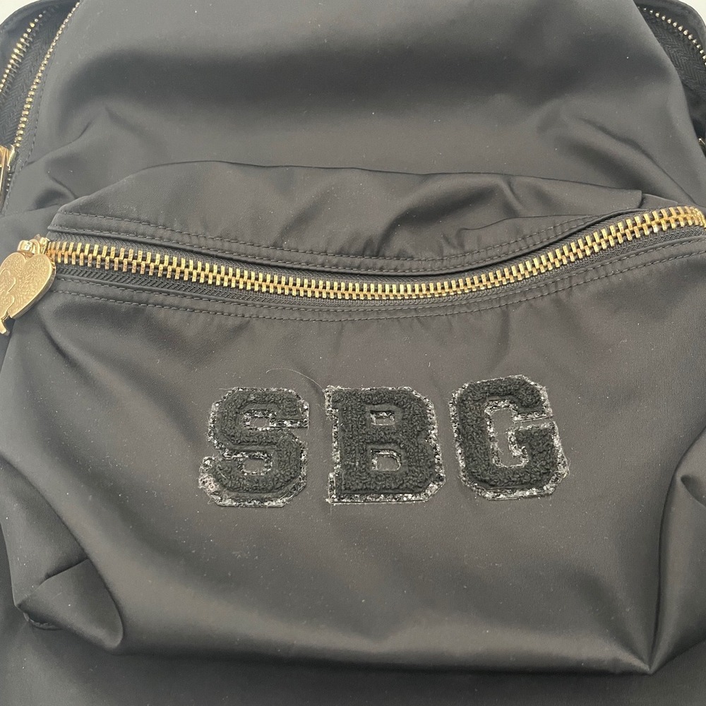 Stoney Clover Lane Classic Backpack Black Nylon SBG Patches Gold Hardware Noir